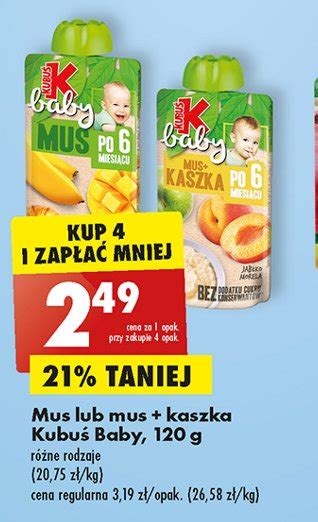 Mus banan jabłko mango Kubuś mus 100 cena promocje opinie