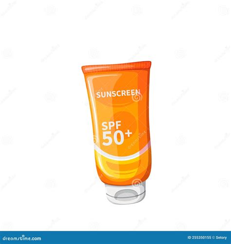 Sunscreen Tube Isolated Sunblock Cream Or Lotion For Suntan In Orange