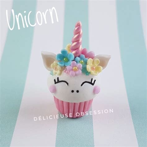 🦄 🦄 Design 4 The Unicorn Cupcake So Cute With His Little Pastel Flowers 🦄 🦄 🦄 Modèle 4