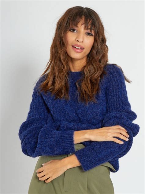 Pull En Maille Crochet Bleu Kiabi 25 00