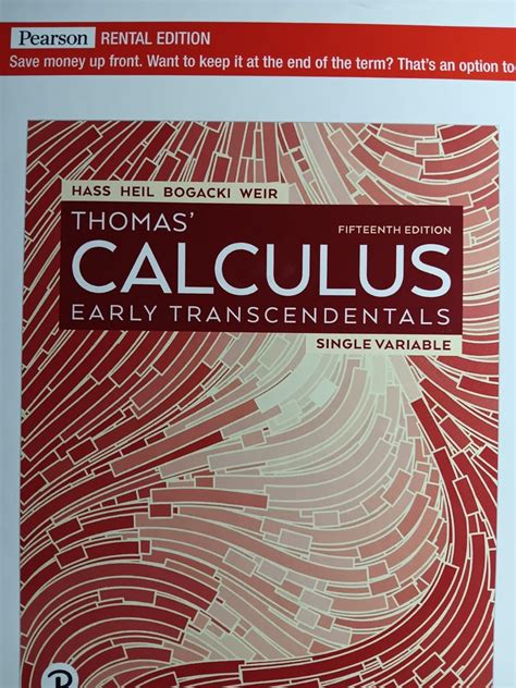 Thomas Calculus Early Transcendentals Single Variable [rental