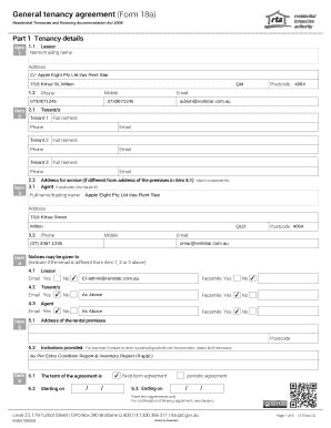 Fillable Online General Tenancy Agreement Form A Aws Fax Email