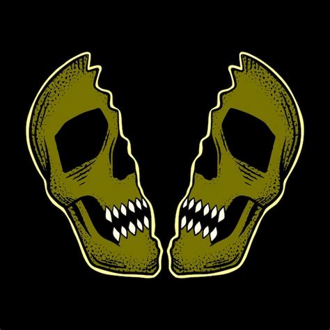 Premium Vector Split Skull Art Illustration Hand Drawn Style Premium