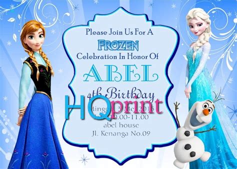 Desain Undangan Ulang Tahun Anak Perempuan Tema Frozen