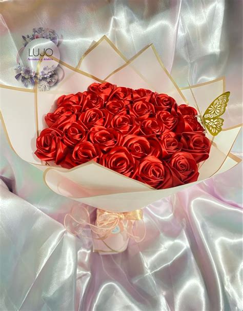 Rosas Eternas Ribbon Rose Bouquets Flower Gift Ideas Ribbon Bouquet