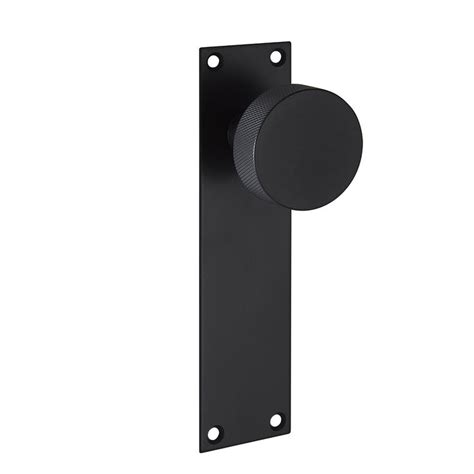 Matte Black Knurled Knob Lever Latch Backplate