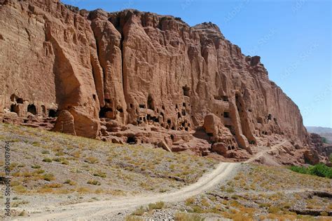 Caves In The Cliffs Near Bamyan Bamiyan Afghanistan Local Afghan