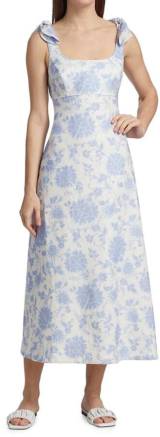 Zimmermann Postcard Tie Shoulder Midi Dress Shopstyle