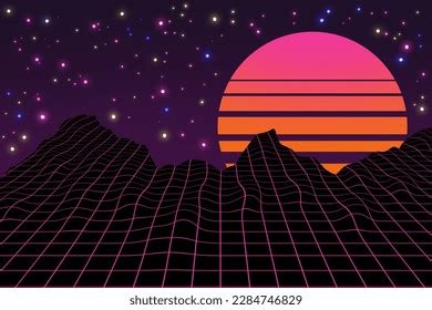 80s Synthwave Retrowave Neon Sunset Pink Stock Illustration 2284746829 ...