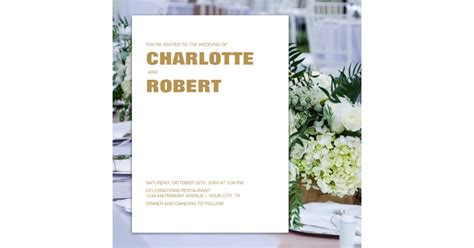 Stylish Minimalist Gold And White Wedding Invitation Zazzle