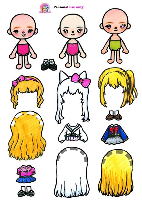 The Paper Dolls Are All Different Kinds Of Hair And Headgear For Each Doll