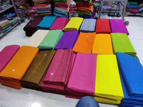 South Cotton Cross Plain Handloom Fabric Plain Solids Multicolour At