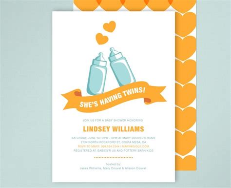 Items similar to Twins Baby Shower Invitations - Fun and Modern ...