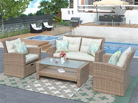 Highsound Piece Patio Furniture Sets Wicker Outdoor Conversation Set