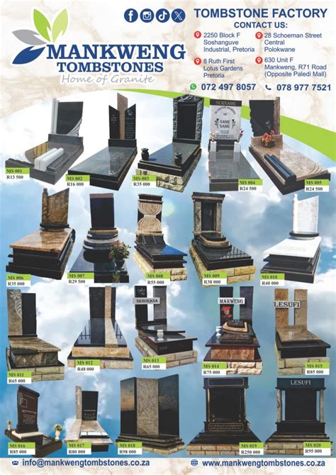 Tombstone Factory Catalogue Mankweng Tombstones 2024