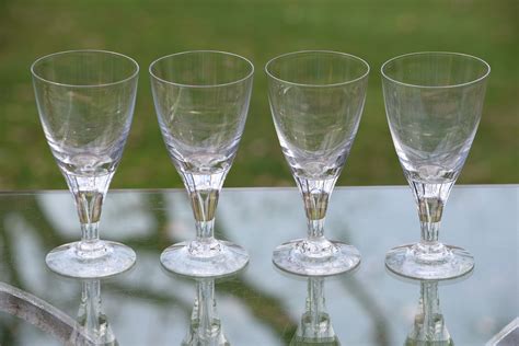 Vintage Crystal Bubble Stem Wine Glasses Set Of 4 After Dinner Drink Glasses 8 Oz Claret Wine