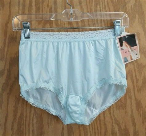 Womens Vintage Lorraine Panties Blue Floral Lace Nylon Usa Sheer Size 5