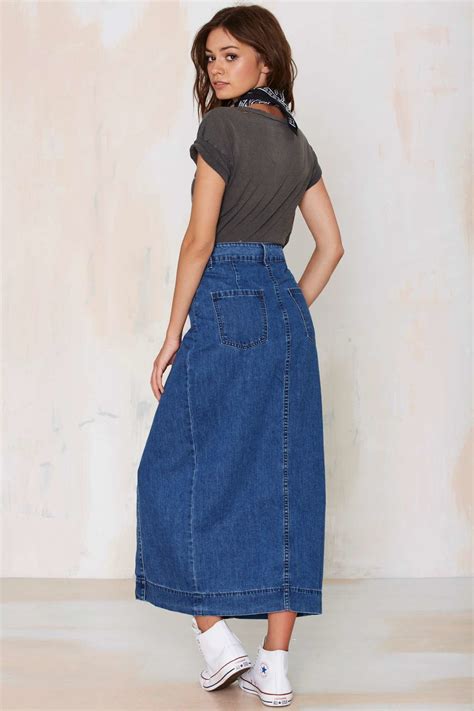 Glamorous Of One Mind Denim Maxi Skirt In Blue Lyst