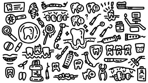 Conjunto De ícones De Ferramentas De Cirurgia Dentária E Dentes Com Coleção De Vetores De Estilo