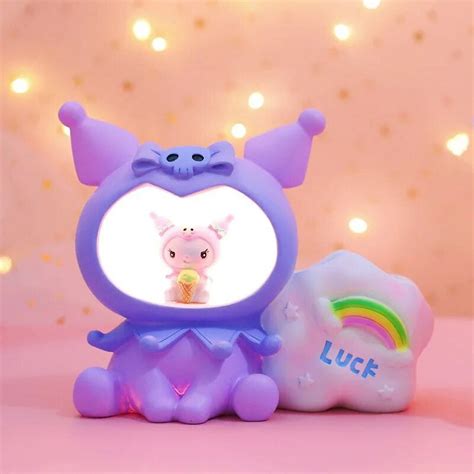 Sanrio Figure Kuromi Melody Moon Led Light Kawaii D Cartoon Ornament