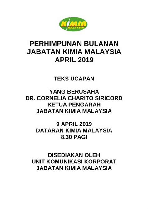 PDF PERHIMPUNAN BULANAN JABATAN KIMIA MALAYSIA APRIL Analisis