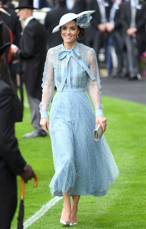 Kate Middleton Attends Royal Ascot In Blue Elie Saab Dress