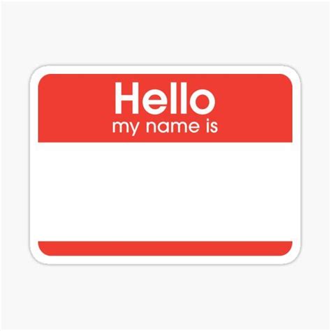 Hello My Name Is Sticker - Red and White Design