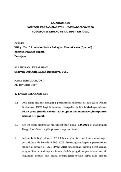 Write Up Sample LAPORAN KES NOMBOR KERTAS SIASATAN JSJN ADB 000 NO