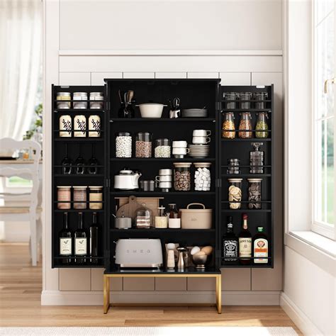 Artpower Blue Pantry Cabinets Food Pantry Storage Cabinet With