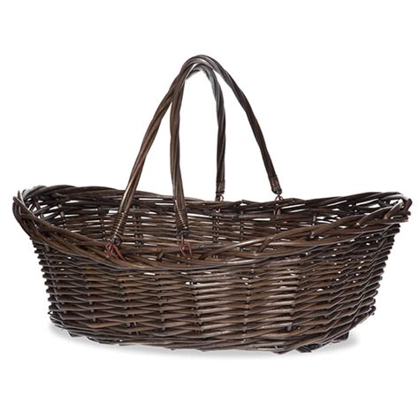 Dark Brown Stain Shopper Wicker Basket 22in