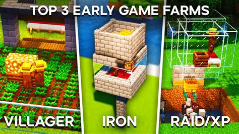 Top 3 Minecraft Early Game Farms 1 19 Easy Simple YouTube