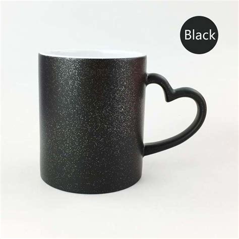 11oz Heart Handle Glitter Sublimation Ceramic Magic Mug Of Color Change