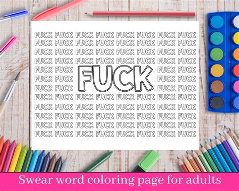 Swear Word Coloring Page Fuck Sweary Adult Coloring Page Curse Word Coloring Etsy
