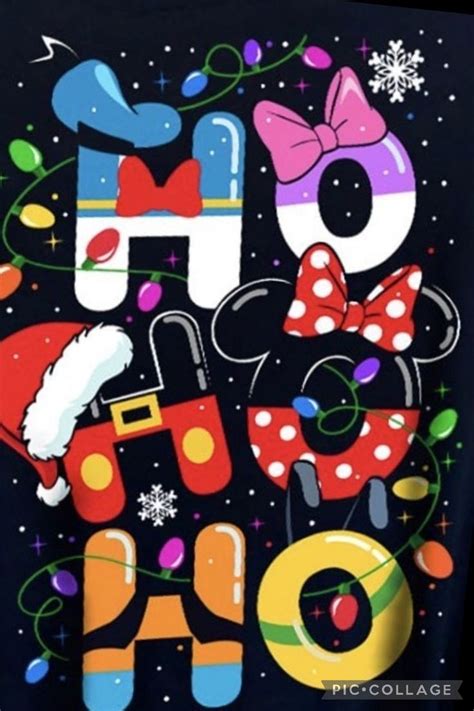 A Mickey Mouse Christmas Card With The Words Oh Santa On It And Other