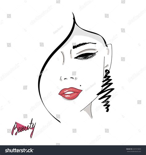 Female Face Silhouette Red Lips Hand Stock Vector 347415659 Shutterstock