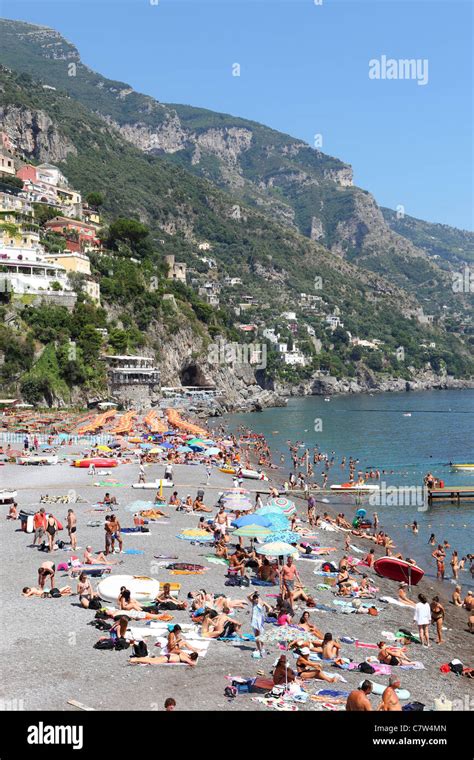 Italy, Campania, Amalfi Coast, Positano, Marina Grande beach Stock ...