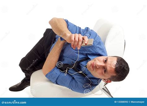Man Listen Mp3 Player Stock Photo Image Of Handsome 13308592