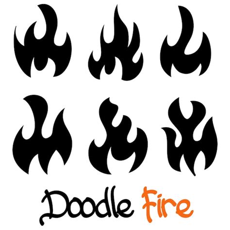 Premium Vector Hand Drawn Fire Icons Fire Flames Icons Vector Set