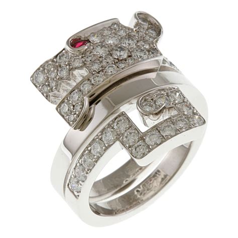 Cartier Le Bezedud Dragon Diamond Ring In 18k White Gold For Sale At