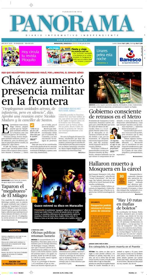 Portada Del Periódico Panorama Venezuela Todos Los Periódicos De