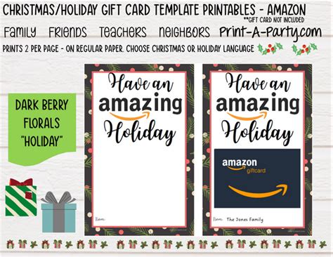 Amazon Christmas Holiday Gift Card Printable - Dress up your Amazon ...