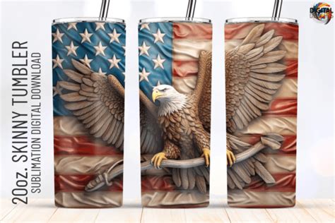 3D Patriotic Eagle Flag Tumbler Wrap Graphic By Digital Delights