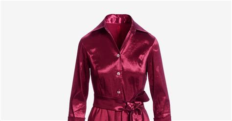 Three Quarter Sleeve Button Up Shirt Midi Dress Wine And Boston Proper