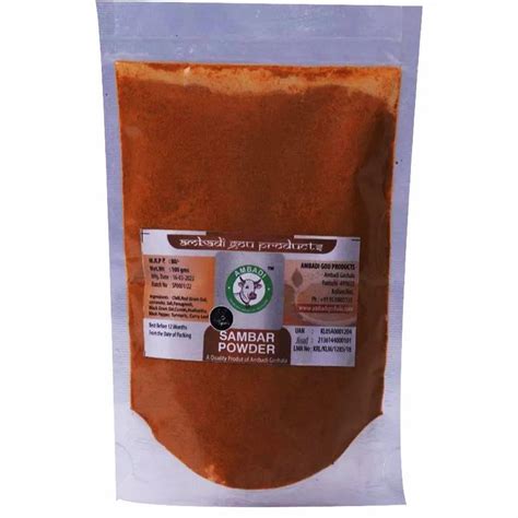 Natural Sambar Powder Packaging Size 100 G Packaging Type Packets