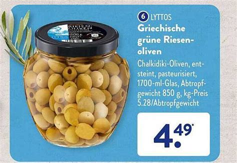 Lyttos Griechische Grüne Riesen oliven Angebot bei ALDI SÜD 1Prospekte de