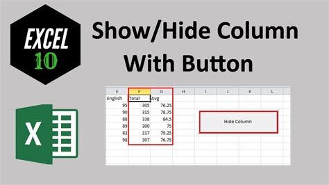 How To Use Button To Show Or Hide Columns In Excel Youtube