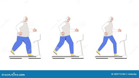 Weight Loss Exercises Elderly Man Sequence Before And After Senior Character With Different