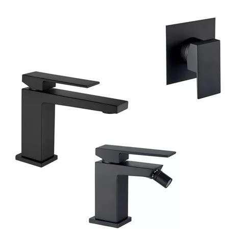 Set Miscelatori Lavabo Bidet Doccia Incasso In Ottone Nero Opaco