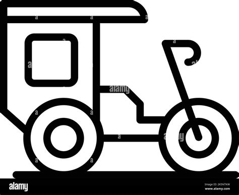 Vector De Contorno De Icono De Rickshaw Trishaw Bicicleta Viejo