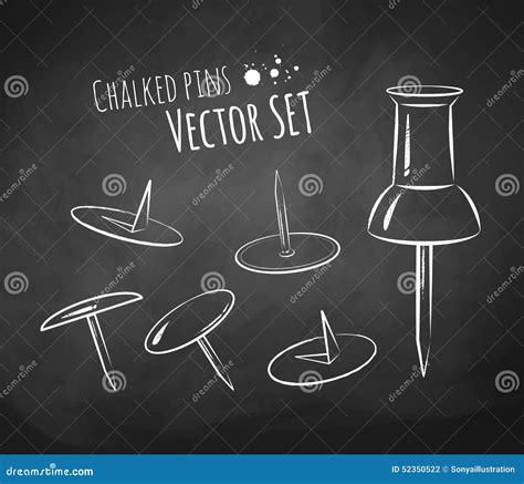 Chalkboard Drawing Of Push Pin Stock Vector Illustration Of Chalk